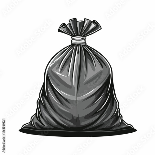 Garbage Bag Vector Stock Illustration isolated on white background.