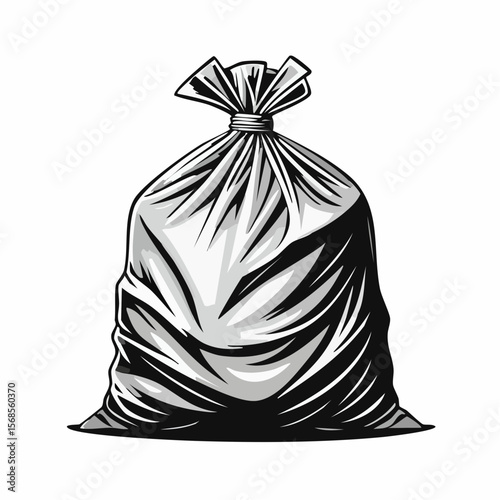 Garbage Bag Vector Stock Illustration isolated on white background.