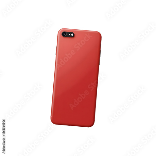 Wallpaper Mural Red Smartphone Back Facing Isolated on White Background.A red smartphone is prominently displayed against a plain white background, showcasing its back design. Torontodigital.ca