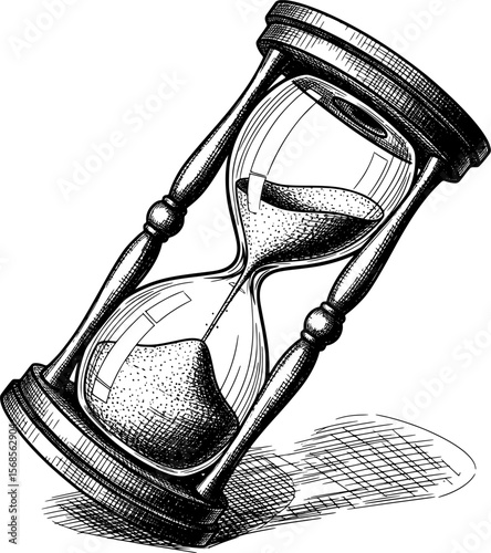 Tipped sand hourglass ink illustration hand-drawn style