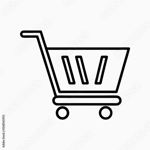 Minimalist Shopping Cart Icon Outline for E-commerce Websites, Online Stores, Marketing Materials, and Shopping Apps  