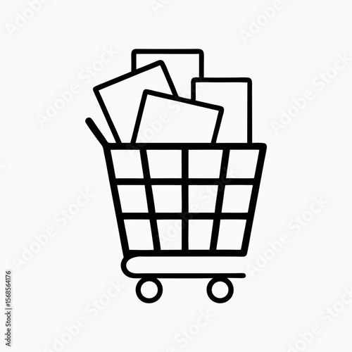 Shopping Cart with Products for E-commerce Websites, Retail Blogs, Online Shopping Platforms, Business Marketing Materials, and Advertising Content  