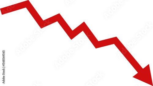 Economic recession on a transparent background, red arrow graph indicating stock market crash and investment losses, 2025 economic recession concept PNG