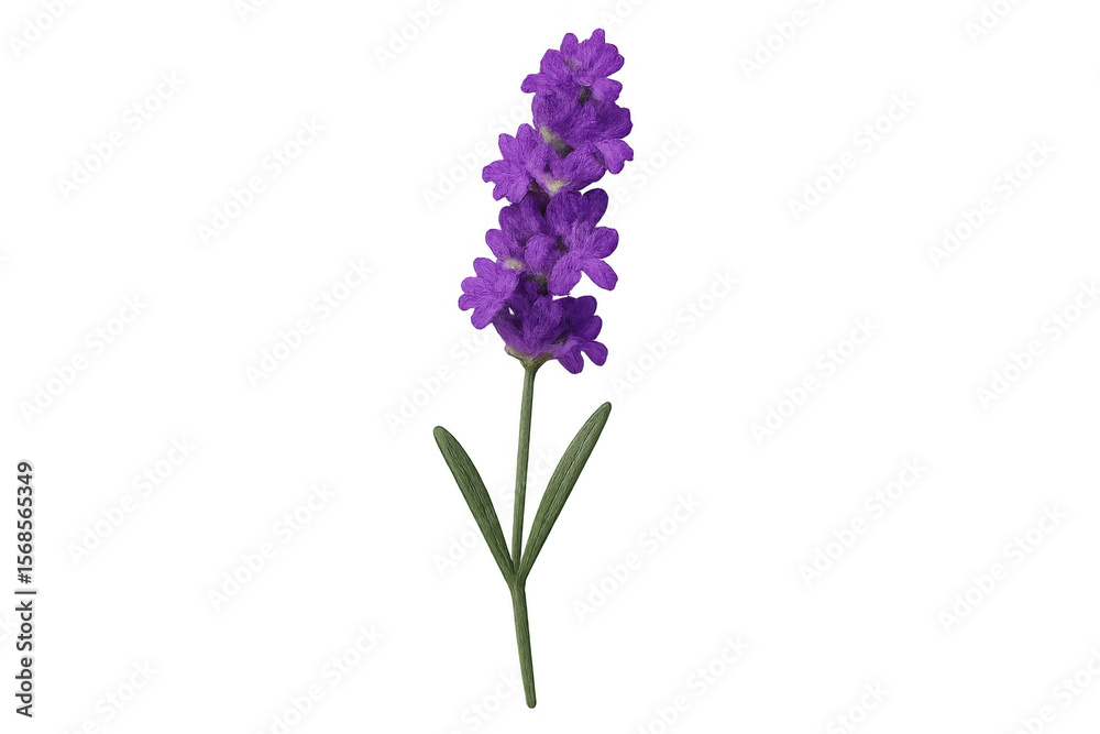 Obraz premium Vibrant lavender flower stem in full bloom, isolated on a transparent background, ready for design projects