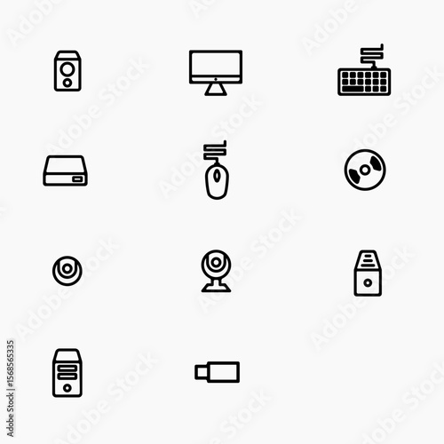 set of line icons computer