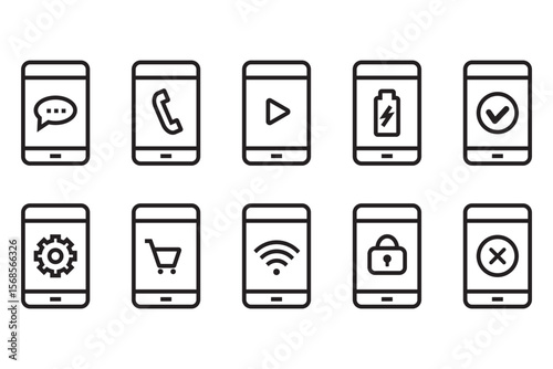 スマートフォン関連機能等のシンプルアイコンセット