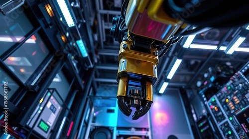 Industrial Robot Arm Closeup.