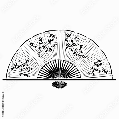 Chinese Fans Vector Image. Elegant Chinese folding fans floral pattern handheld fans