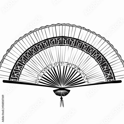 Chinese Fans Vector Image. Elegant Chinese folding fans floral pattern handheld fans
