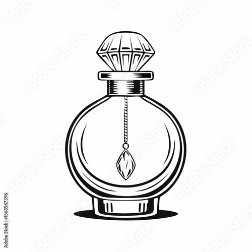 Perfume Bottle With Cap Vectors. Elegant Perfume Bottle Vector on white background.