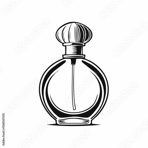 Perfume Bottle With Cap Vectors. Elegant Perfume Bottle Vector on white background.