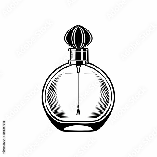 Perfume Bottle With Cap Vectors. Elegant Perfume Bottle Vector on white background.