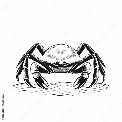 black and white crab drawing on the sand clip art preview
