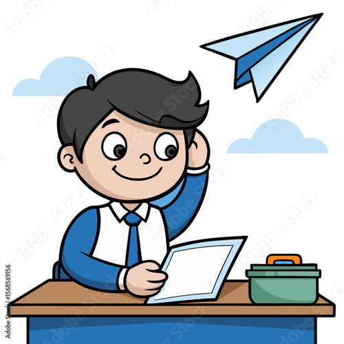 Student testing paper airplane