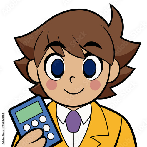 Student using graphing calculator in classroom  