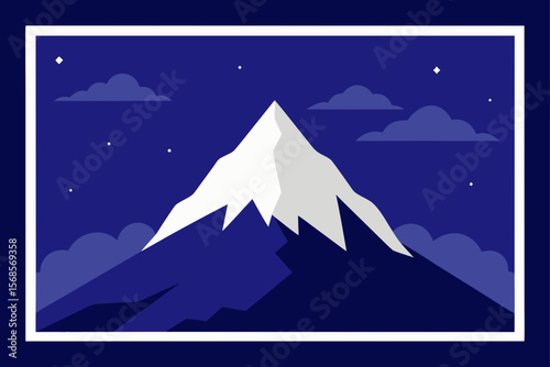 Majestic Night Mountain Peak A Serene Nighttime Landscape Illustration