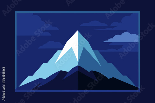 Majestic Mountain Peak at Night A Serene Nighttime Landscape Illustration