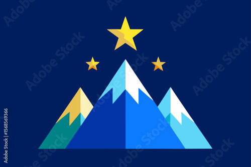 Reaching for the Stars A Mountaintop Success Icon
