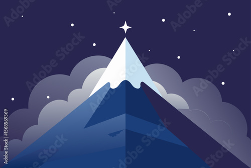Reaching the Summit A Nighttime Mountain Peak Illustration