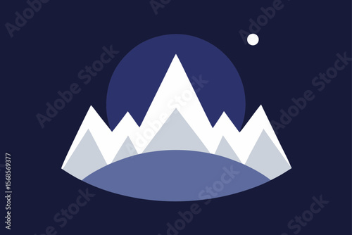 Majestic Mountain Peaks under a Night Sky A Serene Minimalist Illustration