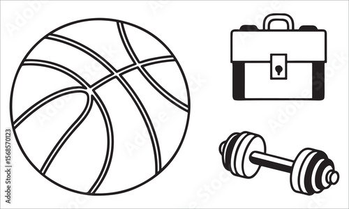 Basketball briefcase dumbbell icons sports game