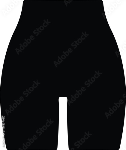 Black silhouette of high-waisted shaping shorts for women isolated on a white background
