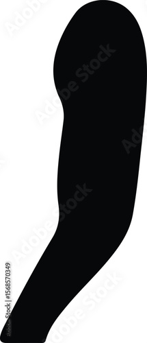 A black silhouette of a human arm from the shoulder to the forearm isolated on a white background silhouette