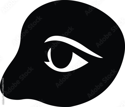 Stylized black silhouette of a human eye and nose profile isolated on a white background silhouette