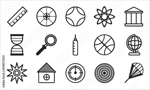 Educational and scientific icons ruler compass