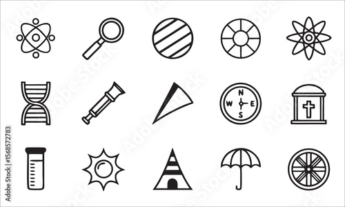 Science And Discovery Icons atom magnifying glass