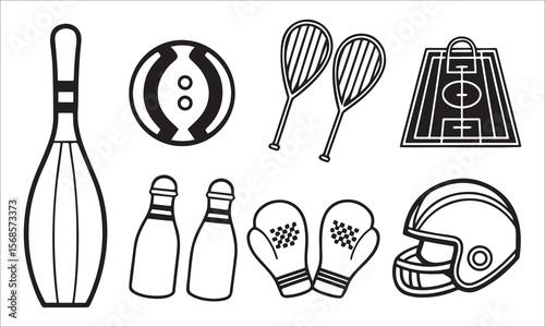 Sports equipment collection bowling pin bowling ball