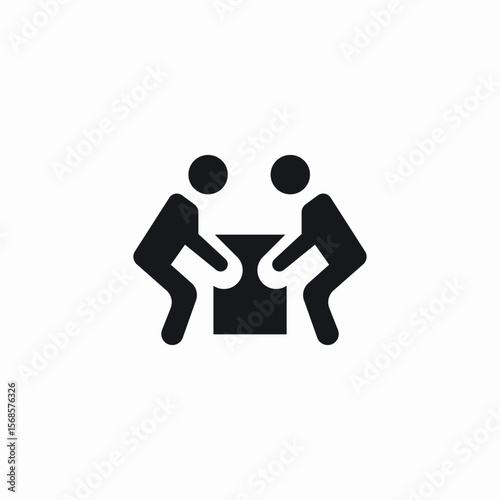box lifting together icon sign vector