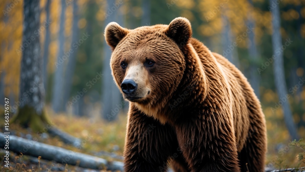 Obraz premium A brown bear in the forest
