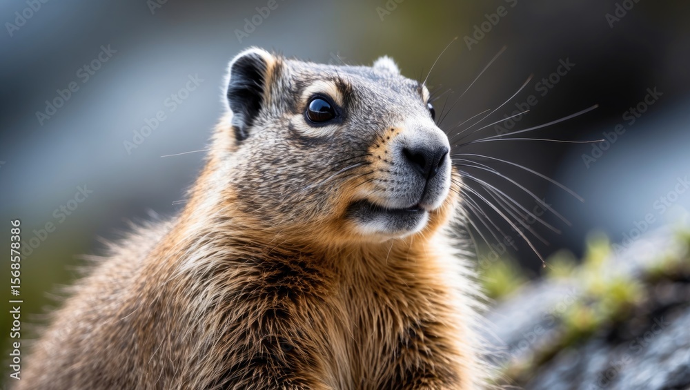 Naklejka premium Alpine Marmot detailed view of this beautiful creature.