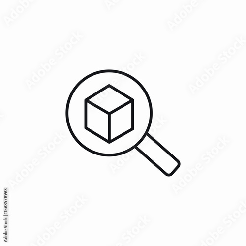 magnifying glass cube icon sign vector