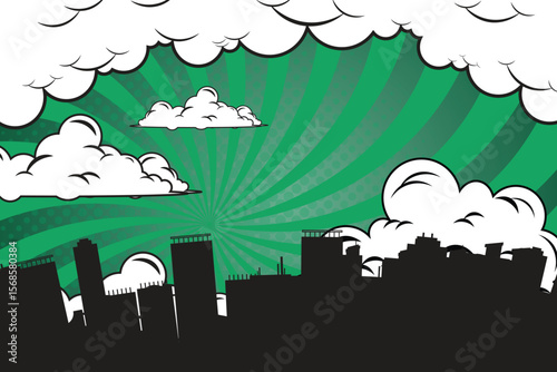 comic background with city Cartoon Color Explosion Abstract Background