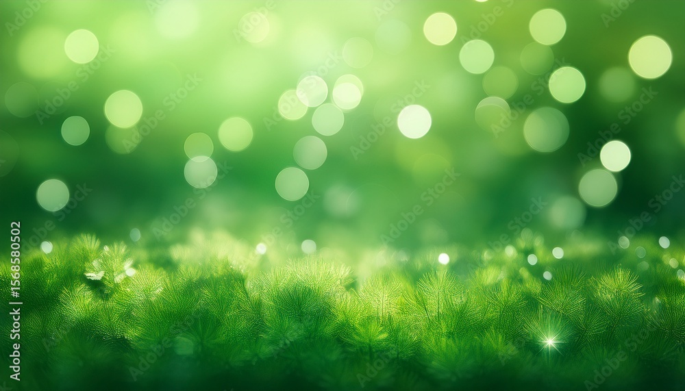 Fototapeta premium soft green bokeh background with shimmering light effects