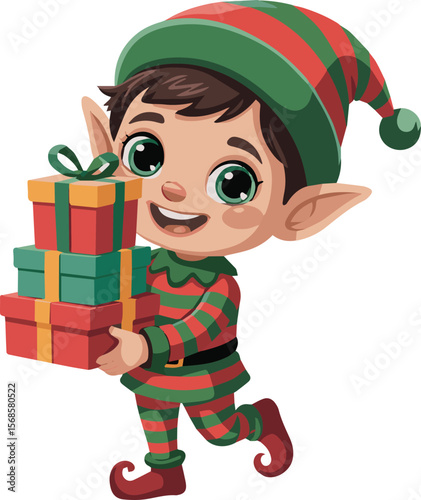 Whimsical illustration of elves in a fantasy forest setting perfect for storytelling and magical themes