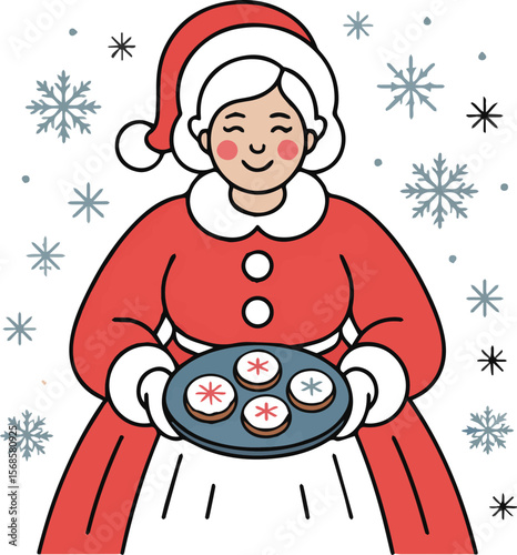 Charming vector illustration of mrs claus in festive holiday attire