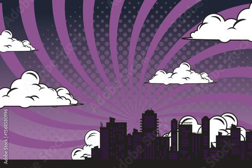 comic background with city Cartoon Color Explosion Abstract Background