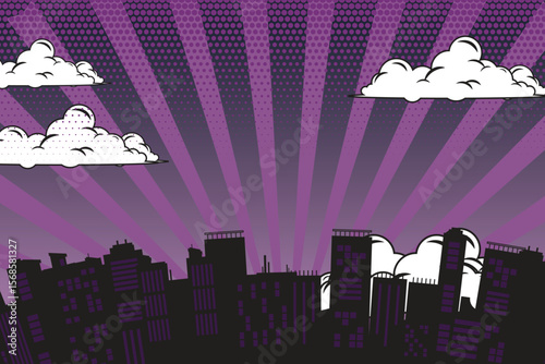 comic background with city Cartoon Color Explosion Abstract Background
