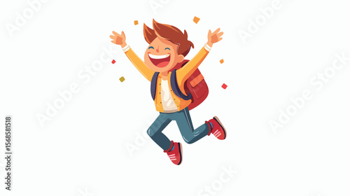 Happy Little Backpacker: Joyful Child Character Illustration kid fun cute vector design school travel