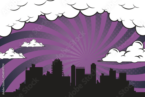 comic background with city Cartoon Color Explosion Abstract Background