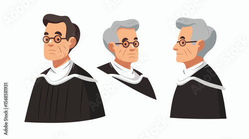 Authoritative Judge in Black Robe and Crisp White Collar, Impartial Justice Concept law court legal 