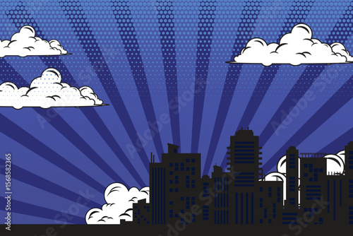 comic background with city Cartoon Color Explosion Abstract Background