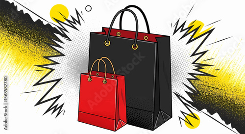 Retro Halftone Shopping Bags