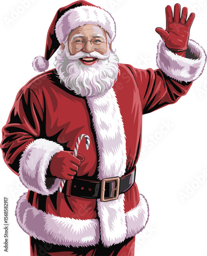 Festive santa claus illustration with traditional christmas elements and a joyful holiday spirit