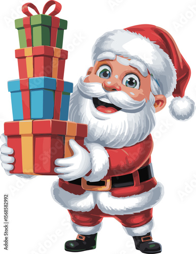 Festive santa claus illustration with a jolly expression perfect for christmas and holiday designs
