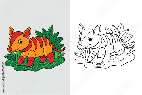 illustration of a tapir walking kids coloring page