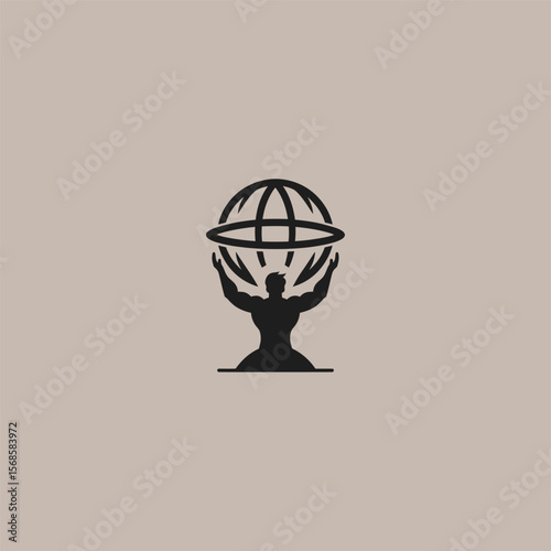 Atlas god logo in powerful and simple silhouette style.